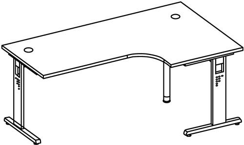 Schreibtisch Bela H650-850xB2000xT1200mm Nussbaumdekor Winkelf.R/L C-Fuß || VE = 1 ST