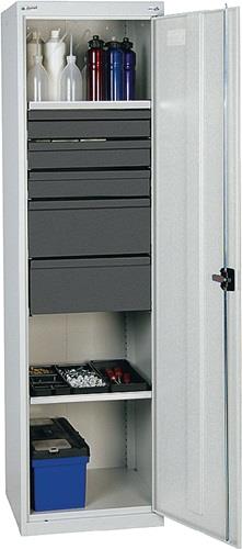 Werkzeug-/Beistellschrank H1800xB500xT500mm 5Schubl.,2BD lichtgrau || VE = 1 ST