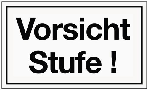 Hinweiszeichen Vorsicht Stufe Kunststoffschild L250xB150mm weiß schwarz Ku. || VE = 1 ST