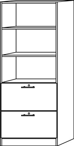 Schrank H2004xB800xT420mm Nussb./silber 2 Hängeregistraturen Knaufgriff abschl. || VE = 1 ST