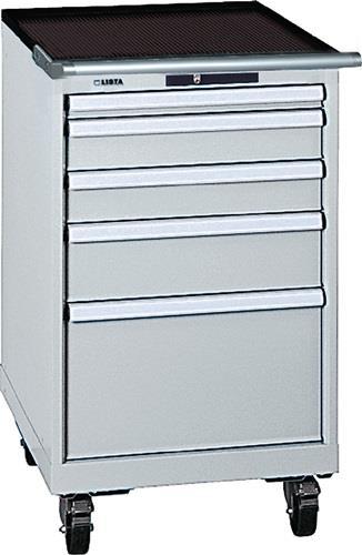 Schubladenschrank H990xB564xT725mm grau/grau 5 Schubl.Vollauszug,KeyLock || VE = 1 ST