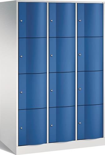 Fächerschrank Stahlbl.lichtgrau/enzianblau H1950xB1150xT640mm 3x4 Abt. || VE = 1 ST