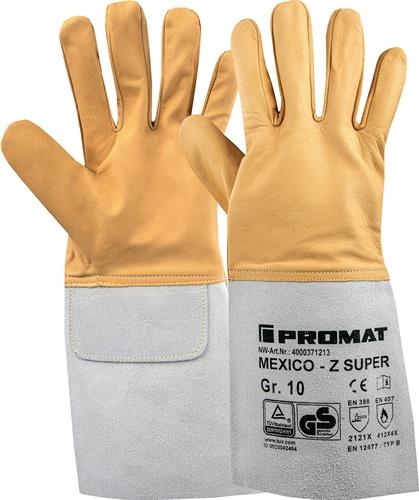 Schweißerhandschuhe Mexico Z Super Gr.9 gelb/grau Ziegennappa-/Spaltleder 10 PA || VE = 10 PA