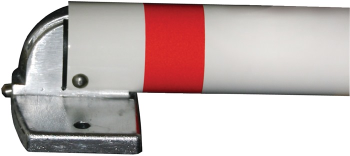 Sperrpfosten Alu.rot-weiß D.75mm Kippbar,z.Aufdübeln m.Fußbestätigung URBANUS