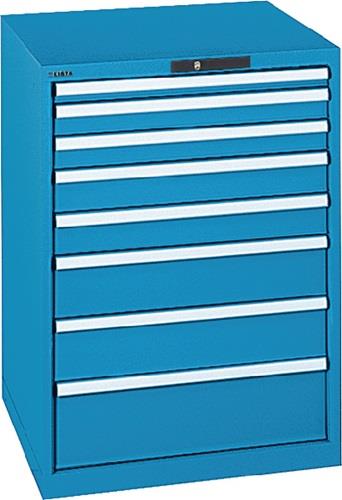 Schubladenschrank H1000xB717xT725mm blau/blau 8 Schubl.Vollauszug,KeyLock || VE = 1 ST