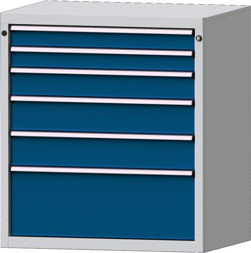 Schubladenschrank H1000xB910xT675mm lichtgrau/enzianblau 6Schubl.Vollausz.PROMAT || VE = 1 ST