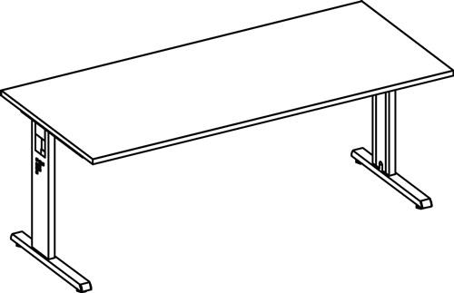 Schreibtisch Bela H650-850xB1800xT800mm Ahorndekor ger.Form C-Fuß || VE = 1 ST