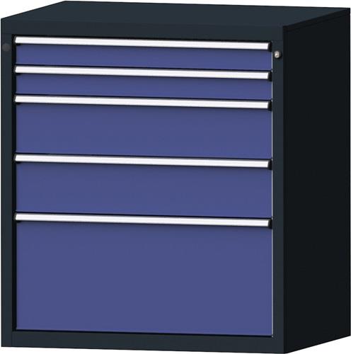 Schubladenschrank H1000xB910xT675mm anthrazitgrau/taubenblau NCS 5 Schubl.PROMAT || VE = 1 ST