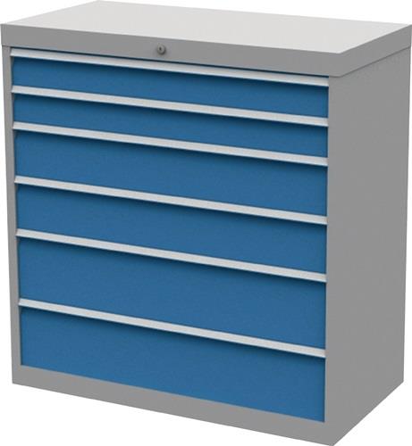 Schubladenschrank H1019xB980xT500mm lichtgrau/lichtblau 6 Schubl.Vollauszug || VE = 1 ST