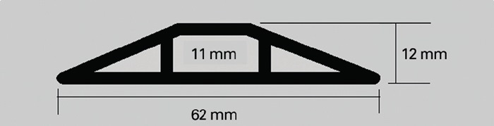 Kabelbrücken L1500xB62xH12mm Ku.grau m.Doppelklebeband EHA