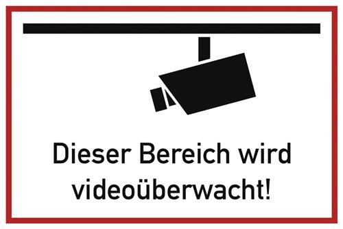 Hinweiszeichen Videoüberwacht L300xB200mm weiß schwarz Ku. || VE = 1 BT