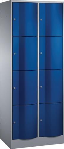 Fächerschrank Stahlbl.lichtgrau/enzianblau H1950xB770xT540mm 2x4 Abt. || VE = 1 ST