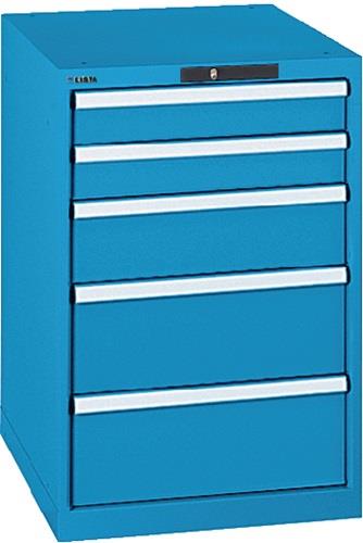 Schubladenschrank H850xB564xT725mm blau/blau 5 Schubl.Vollauszug,KeyLock || VE = 1 ST