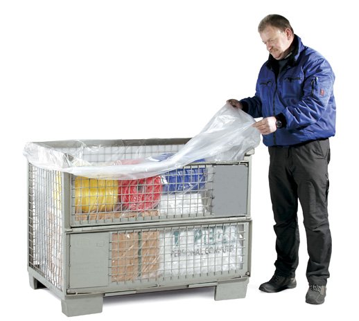 LDPE-Seitenfaltensack, 1300+950x900mm (B+SFxL), 90µ,kurze Haube für Gitterbox / Inhalt à VE = 50