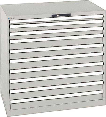 Schubladenschrank H1000xB1023xT725mm lichtgrau 10Schubl.Vollauszug,KeyLock LISTA || VE = 1 ST