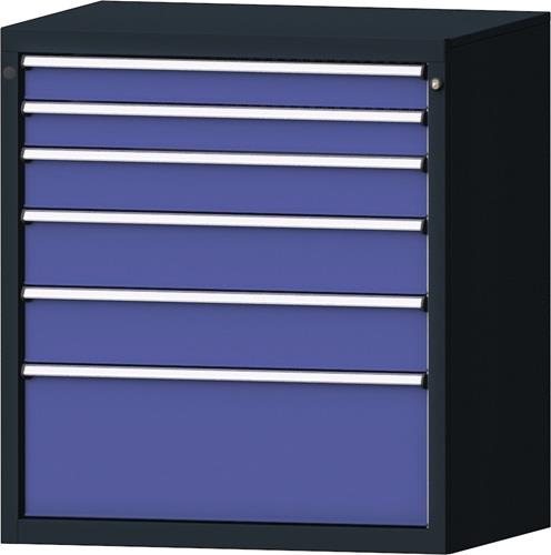 Schubladenschrank H1000xB910xT675mm grau/taubenblau NCS 6Schubl.Vollausz. PROMAT || VE = 1 ST