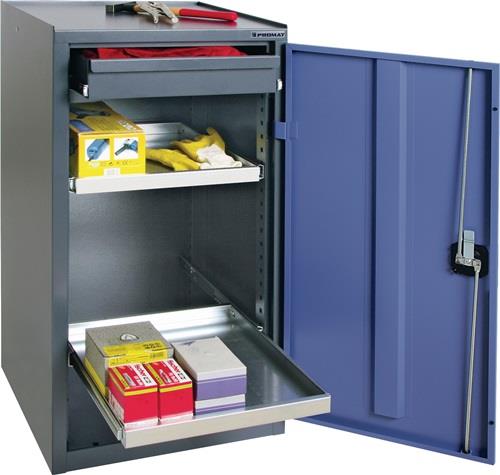 Werkzeug-/Beistellschrank H1000xB500xT500mm 1 Schubl.,2 BD grau/blau NCS PROMAT || VE = 1 ST