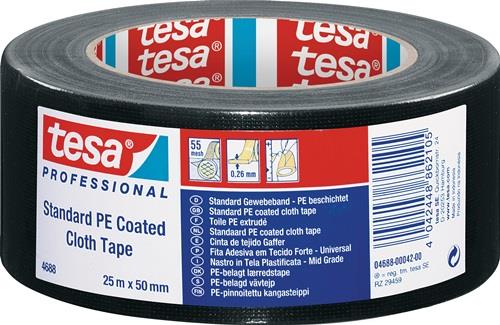 Gewebeband tesaband® Stand.4688 schwarz L.25m B.50mm Rl.TESA || VE = 5 ST