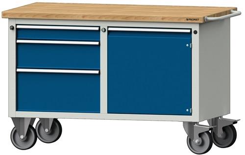 Werkstattwagen H840xB1350xT700mm grau/blau Anz.Schubl.xH 1x85/170/255,1Tür 510mm || VE = 1 ST