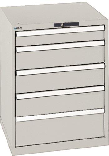 Schubladenschrank H850xB717xT725mm lichtgrau 5 Schubl.Vollauszug,CodeLock LISTA || VE = 1 ST