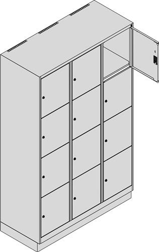 Fächerschrank Classic PLUS H1950xB1200xT500mm m.Sockel Anz.Fächer 3x4 Farbwahl || VE = 1 ST