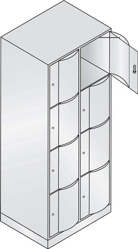 Fächerschrank Stahlbl.Farbwahl/Farbwahl H1950xB770xT640mm 2x4 Abt. || VE = 1 ST