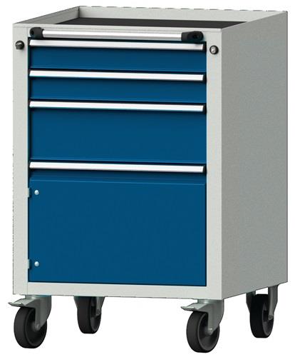 Schubladenschrank H930xB625xT640mm grau/blau 3 Schubl.Vollauszug 1Tür PROMAT || VE = 1 ST