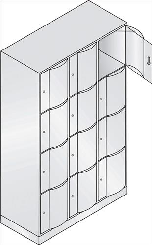 Fächerschrank Stahlbl.Farbwahl/Farbwahl H1950xB1150xT540mm 3x4 Abt. || VE = 1 ST