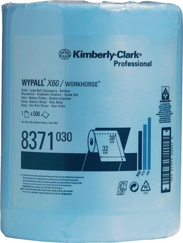 Wischtuch WYPALL X60 8371 L380xB315ca.mm blau 1-lagig,perforiert,geprägt || VE = 1 RL