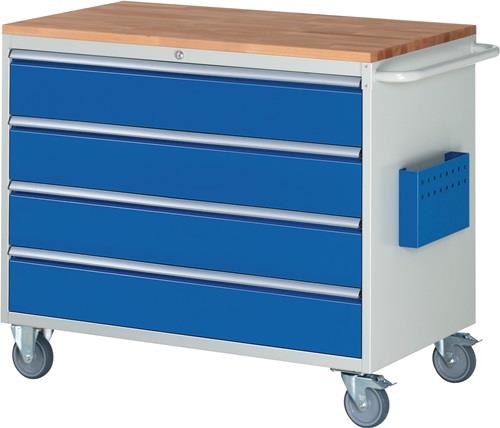 Werkstattwagen Buchenplatte H975xB1145xT650mm grau/blau Anz.Schubl.xH 4x180mm || VE = 1 ST