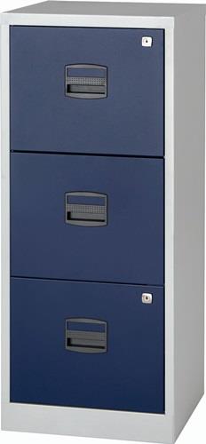 Hängeregistraturschrank H1015xB413xT400mm 1-bahnig lichtgrau/oxfordblau 3Schubl. || VE = 1 ST