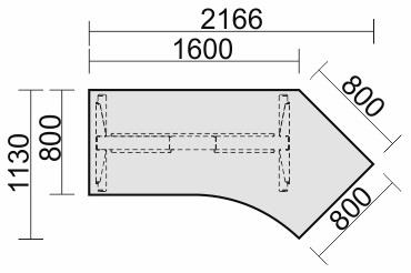 Schreibtisch E-Flex H650-1250xB2166xT1130mm weiß/silber re.135Grad elek.höhenv. || VE = 1 ST