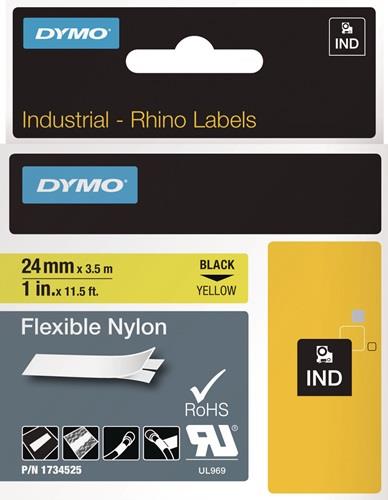 Schriftband Band-B.24mm Band-L.3,5m flexibles Nylonband schwarz auf gelb DYMO || VE = 1 ST