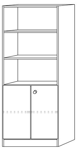 Schrank H2004xB800xT420mm Ahorn 2 Türen H.1270mm Knaufgriff || VE = 1 ST