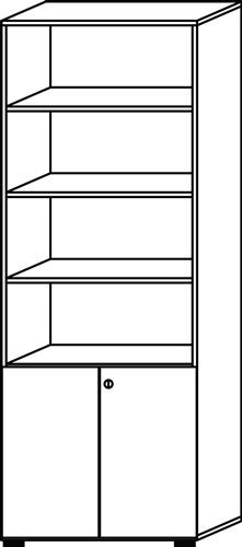 Schrank H2156xB800xT420 graphit/Asteiche 6 OH (4 offen) 2 Türen Knaufgriff || VE = 1 ST